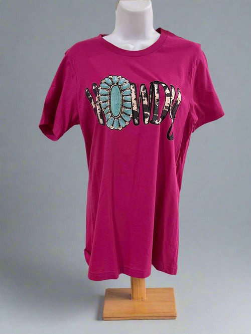 "KC" Fuchsia "HOWDY" Graphic Tee: Small