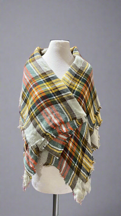 "KC" Mustard & Gray Woven Scarf: O/S