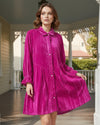 Fuchsia Velour Button Down Dress