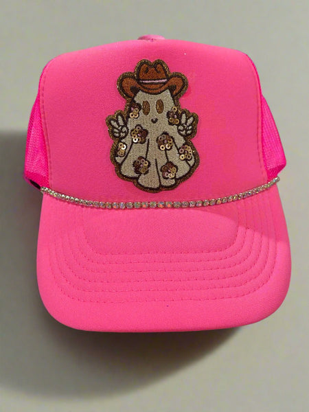 Custom Pink Ghost Trucker Hat