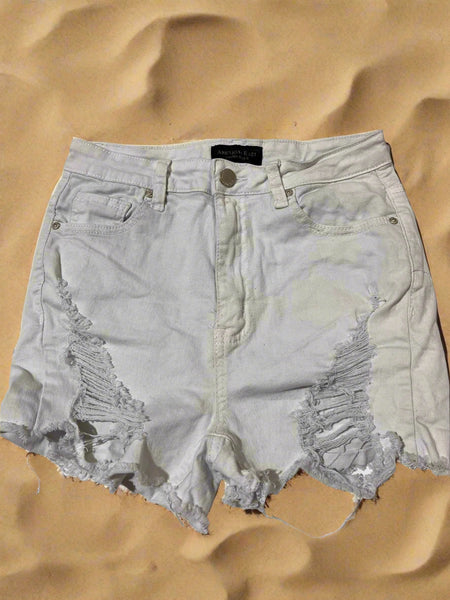 "KC" American Eagle Distressed White Shorts: Med