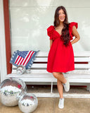 Candy Red Poplin Dress - The Lace Cactus