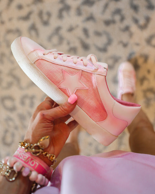 Sandy Pink Star Sneakers - The Lace Cactus