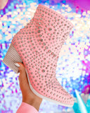 Hazel Pink Studded Rhinestone Booties - The Lace Cactus