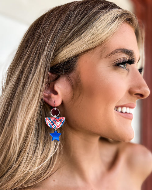 Patriotic Blue Star Earrings - The Lace Cactus
