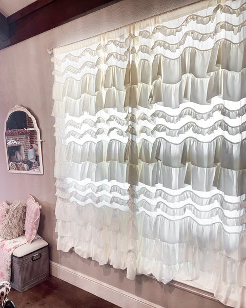 Cream Ruffle Curtains 84” x 52” - The Lace Cactus