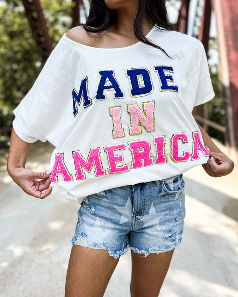 Off White “Made In America” Dolman Top - The Lace Cactus
