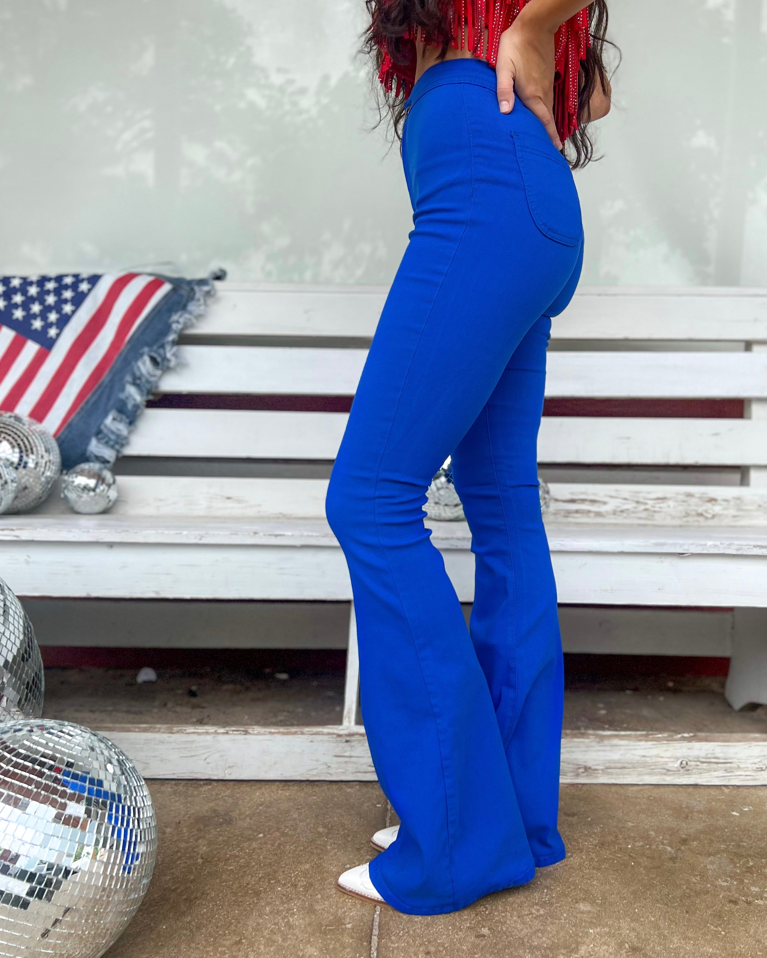 Lynzee Royal Blue Super Stretch Bell Bottoms - The Lace Cactus