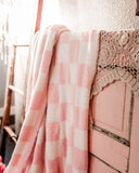 PRE-ORDER Pink and White Checkered Blanket - The Lace Cactus
