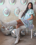 Frankie Foil Woven Tiered Button Down Sequin Dress - The Lace Cactus