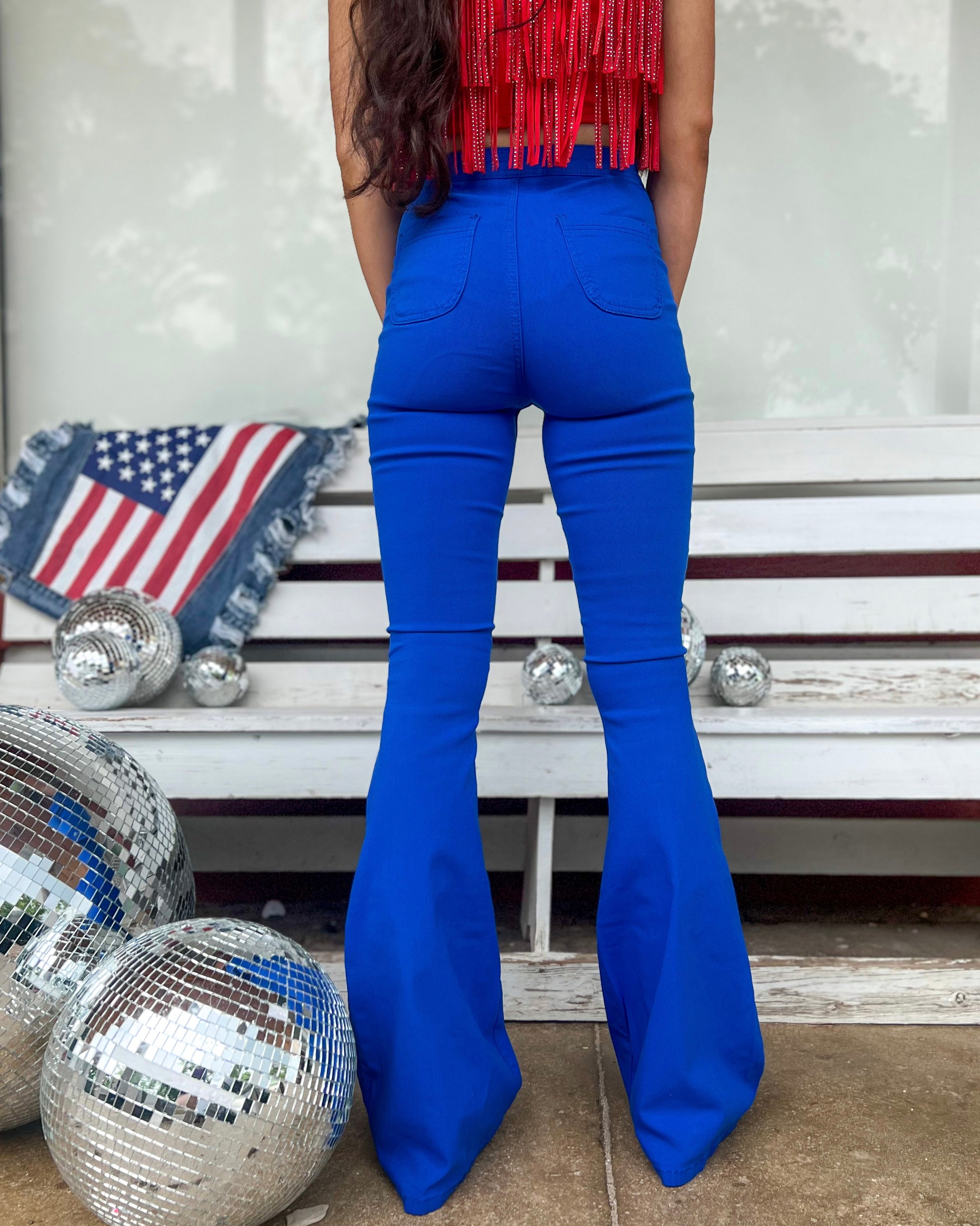 Lynzee Royal Blue Super Stretch Bell Bottoms - The Lace Cactus