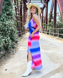 Julie Coral and Navy Ombre Maxi Dress - The Lace Cactus
