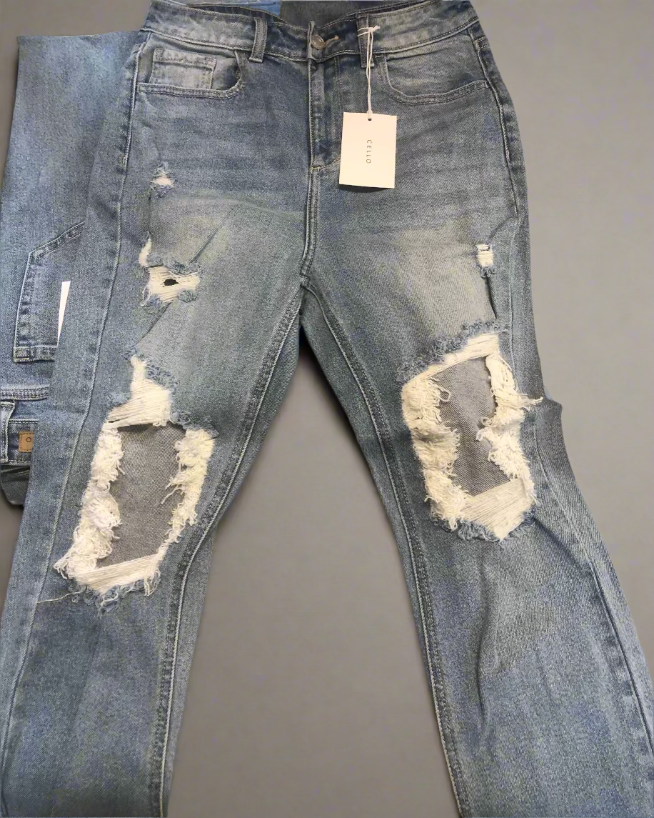 Light Denim High Rise Straight Jean - The Lace Cactus