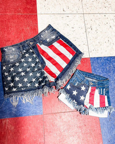 Liberty Light Wash Star Shorts