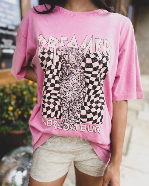 Pink Vintage “Dreamer World Tour” Graphic Tee - The Lace Cactus