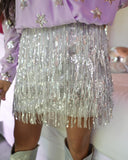 Sarah Silver Metallic Sequin Mini Skirt - The Lace Cactus
