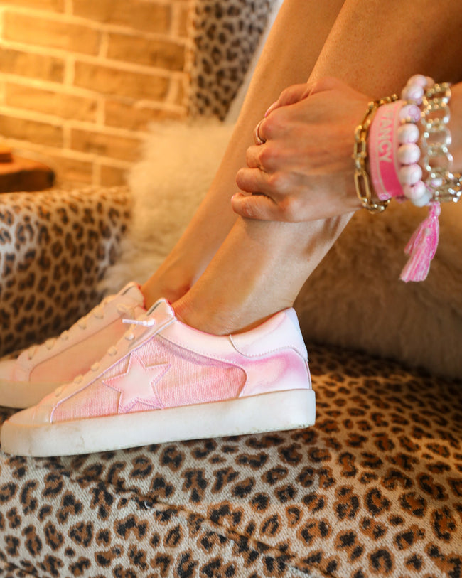 Sandy Pink Star Sneakers - The Lace Cactus