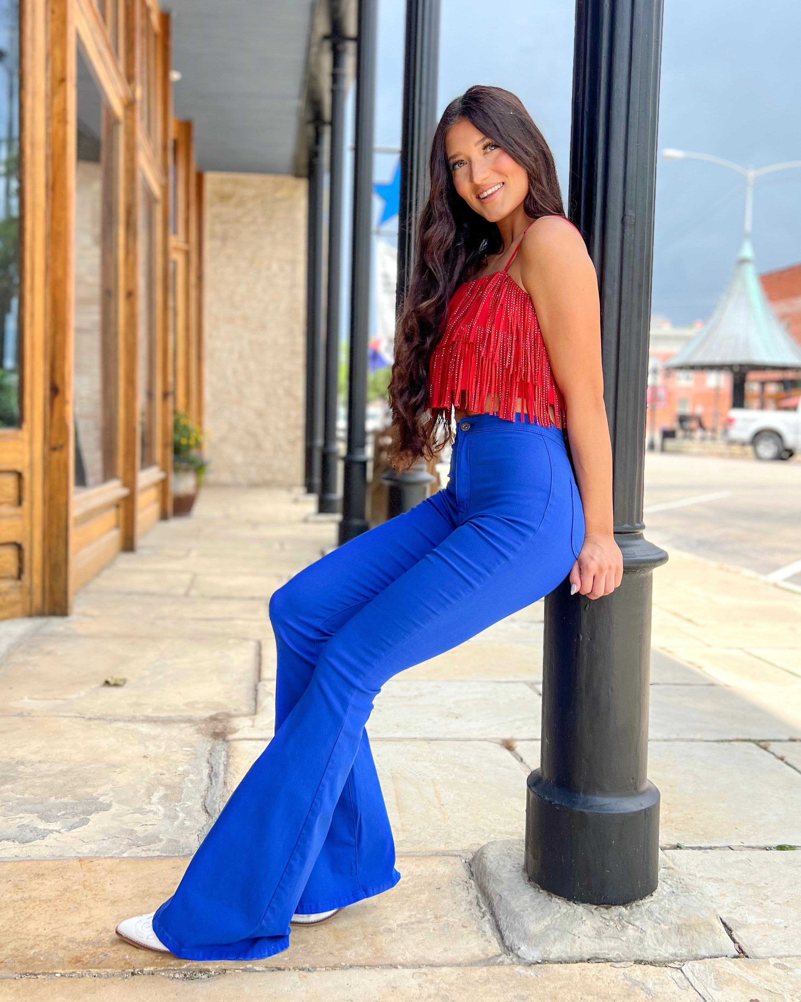 Lynzee Royal Blue Super Stretch Bell Bottoms - The Lace Cactus