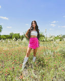 Esmeralda Pink Wrap Shorts - The Lace Cactus