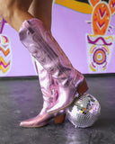 Jessie Metallic Pink Tall Boots - The Lace Cactus