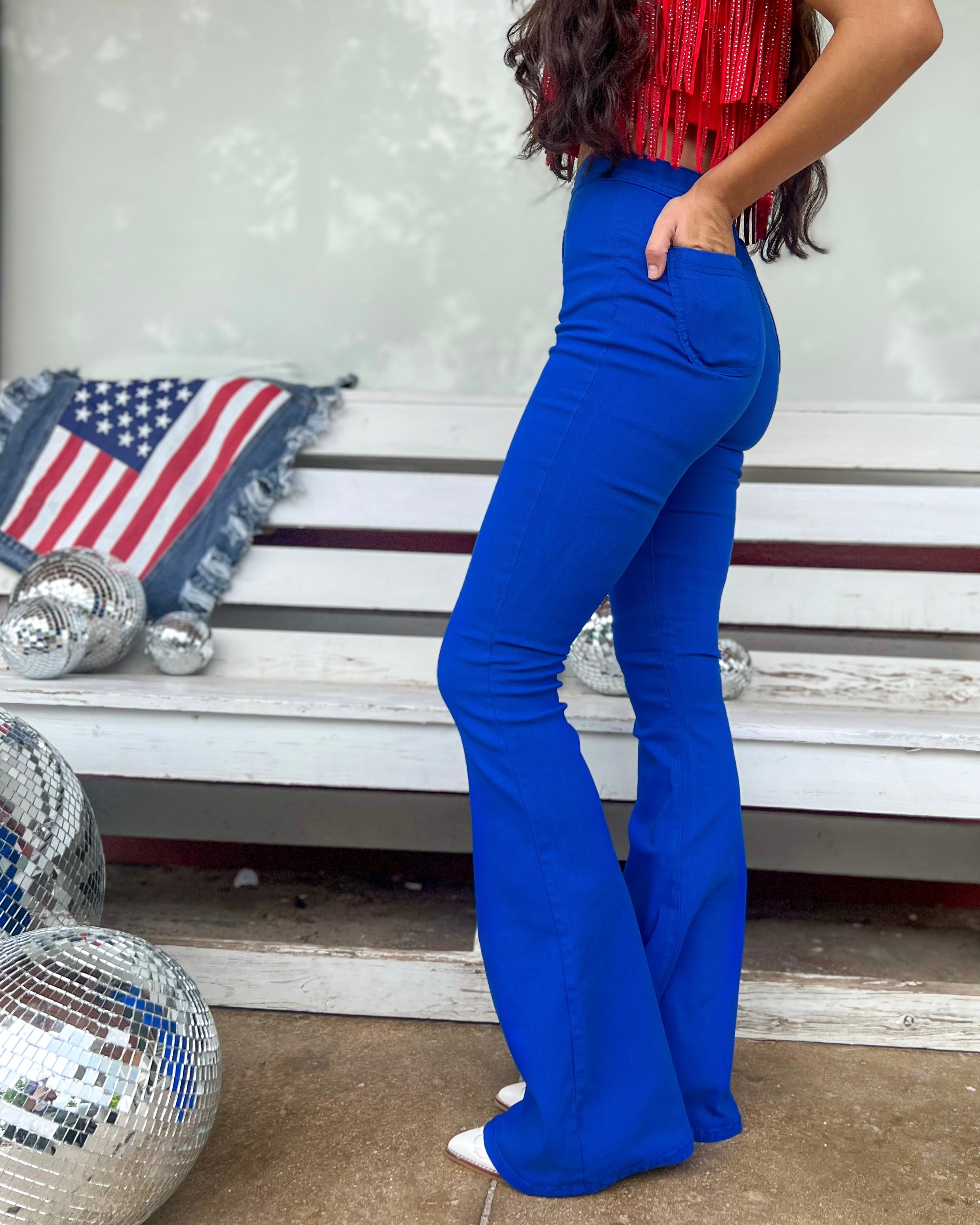 Lynzee Royal Blue Super Stretch Bell Bottoms - The Lace Cactus