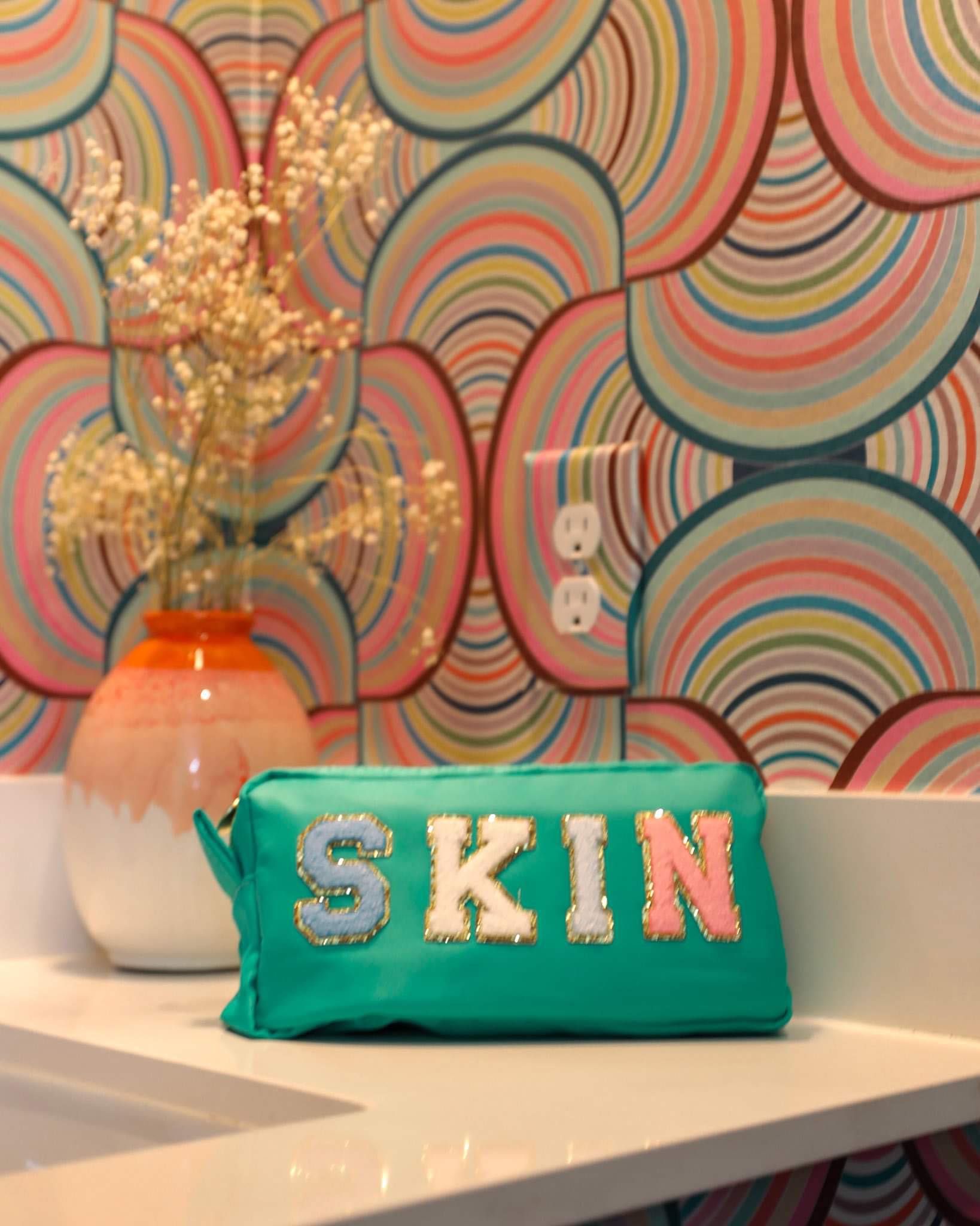#17 Mint "Skin" Patch Cosmetic Bag - The Lace Cactus