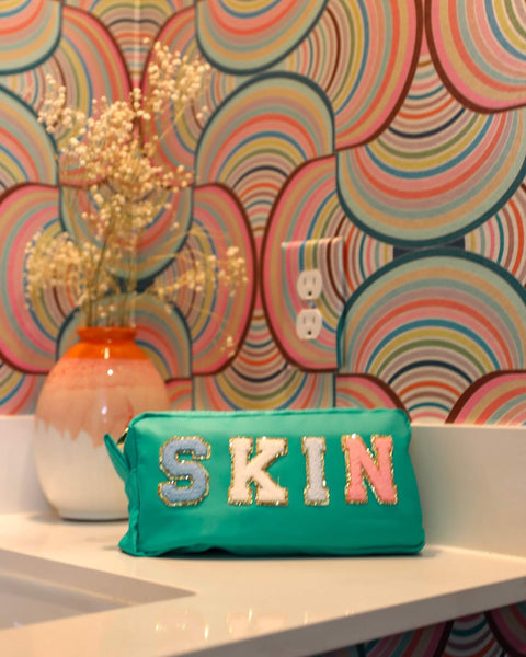 #17 Mint "Skin" Patch Cosmetic Bag - The Lace Cactus