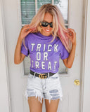 Purple “ Trick Or Treat” Graphic Tee - The Lace Cactus