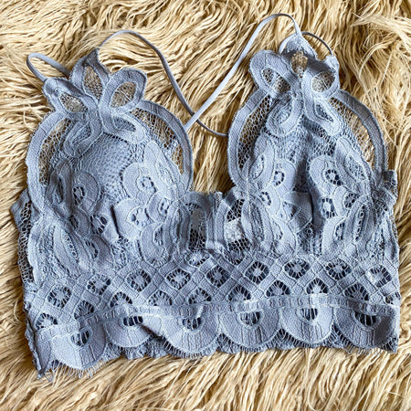 Taupe Scalloped Lace Bralette
