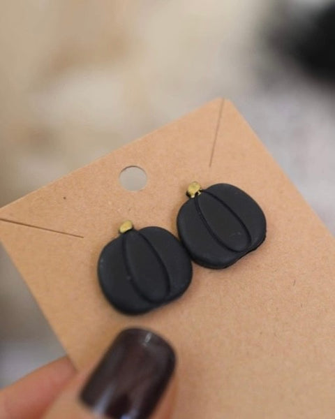 Black Clay Pumpkin Earrings - The Lace Cactus