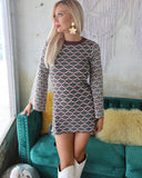 Keep it Groovy Brown and Teal Mini Sweater Dress - The Lace Cactus