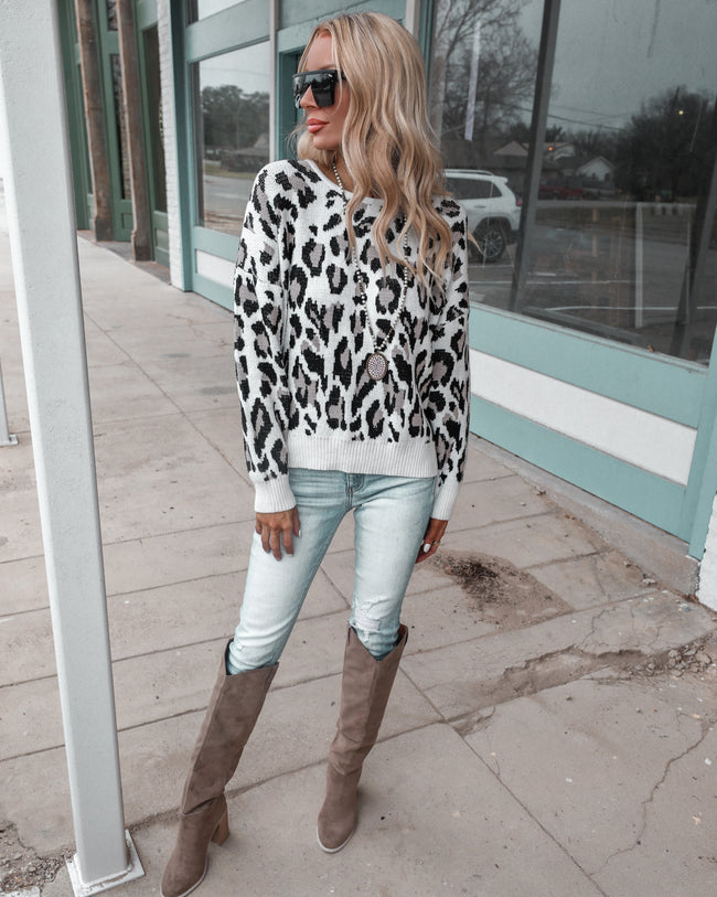 Ionia Ivory Leopard Sweater - The Lace Cactus