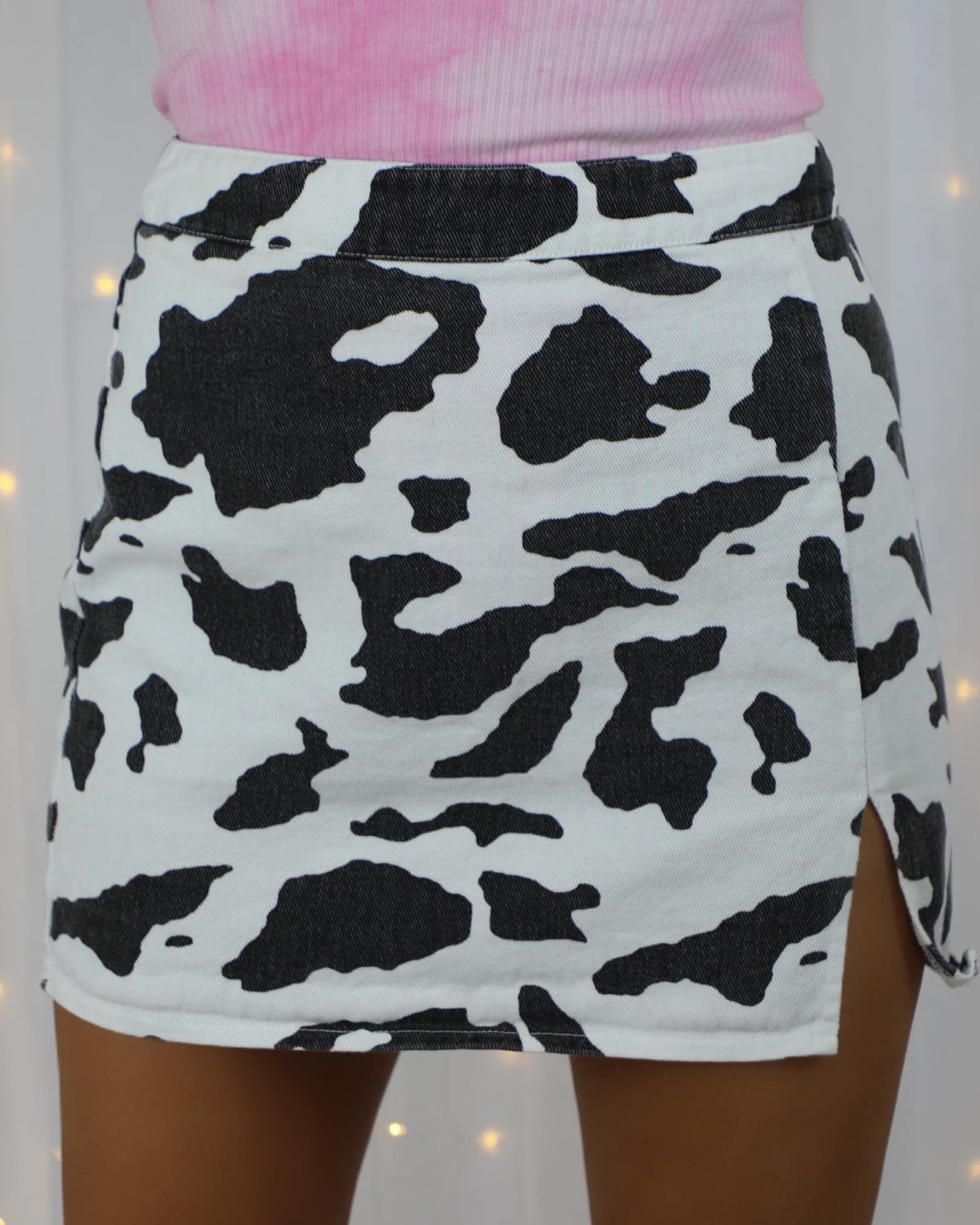 Bessie Black + White Cow Skirt - The Lace Cactus