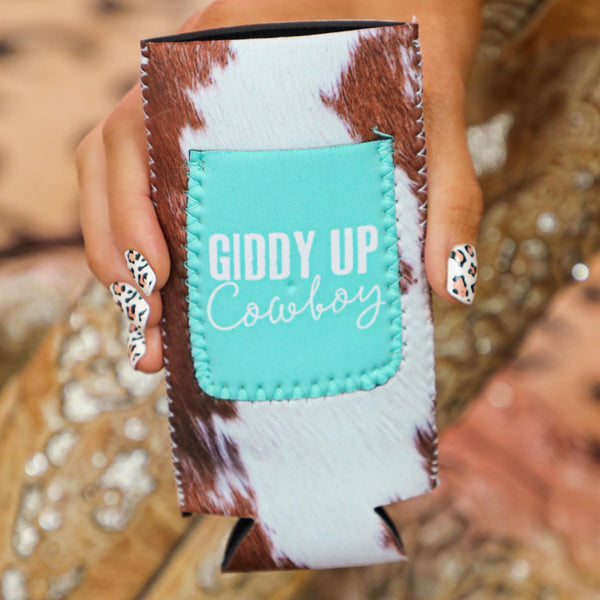 "Giddy Up Cowboy" SLIM Can Cooler - The Lace Cactus