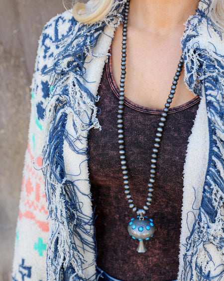 Whispering Turquoise + Navajo Pearl Necklace