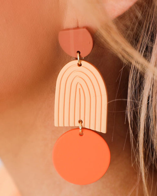 Orange Geo Shaped Drop Earrings - The Lace Cactus