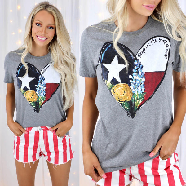 Callie's Texas Heart Graphic Tee - The Lace Cactus