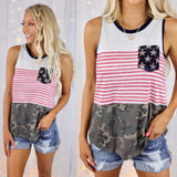 Red, White and Camo Tank - The Lace Cactus