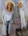 Light Gray Ribbed Knit Cardigan - The Lace Cactus