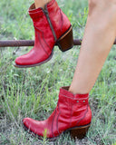 Circle G by Corral Red Zipper Ankle Boots - The Lace Cactus