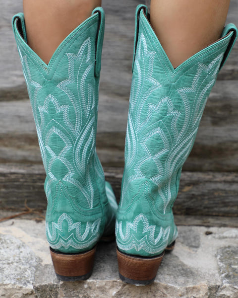 Saratoga Light Turquoise Boots - The Lace Cactus