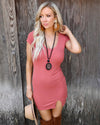 Marsala V-neck Bodycon Dress - The Lace Cactus