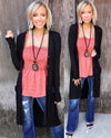 Black Ultra Soft Ribbed Knit Cardigan - The Lace Cactus