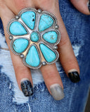 Turquoise Flower Cluster Ring - The Lace Cactus