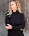 Black Ribbed Knit Ruched Side Dress - The Lace Cactus