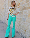 Mint Super Stretch Bell Bottoms - The Lace Cactus