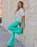 Mint Super Stretch Bell Bottoms - The Lace Cactus