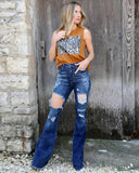 The Haley Distressed Flare Jeans - The Lace Cactus