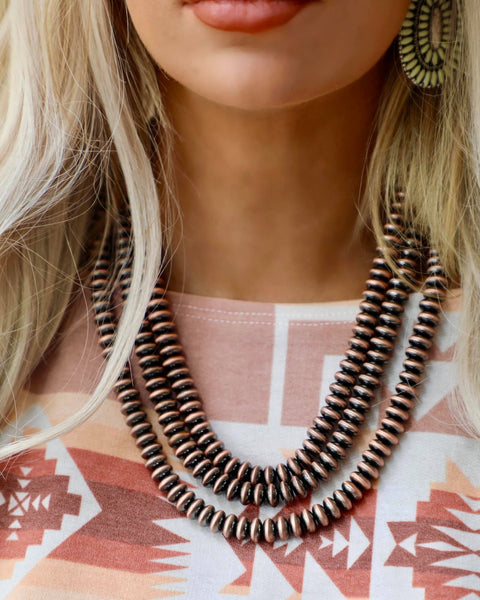 Triple Layered Copper Navajo Pearl Necklace - The Lace Cactus