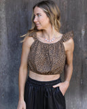 Brown Leopard Ruffle Strap Crop Top - The Lace Cactus